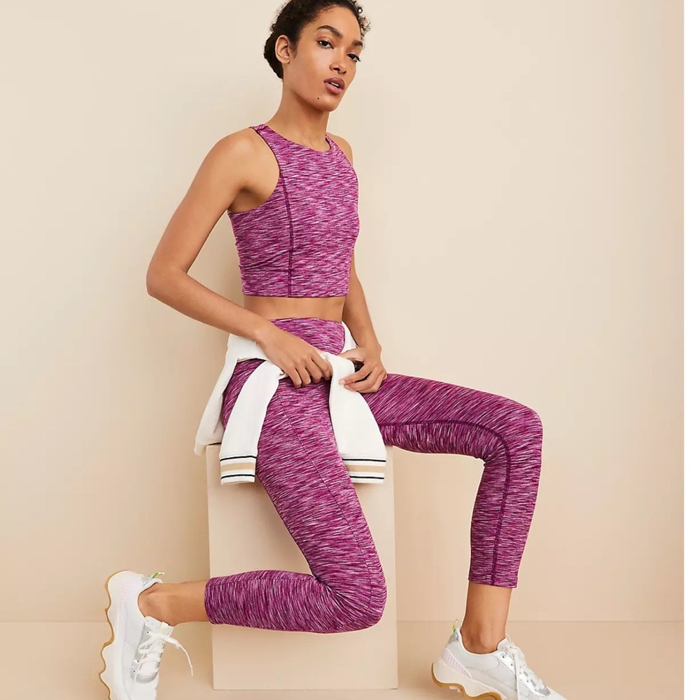 Purple Athletic Crop Top and Leggings Set